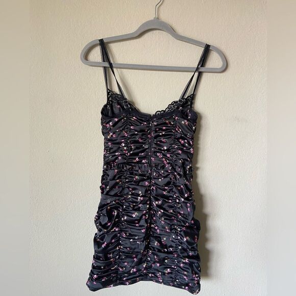 For Love and Lemons Pansy Mini Black Dress Floral Size S - Picture 9 of 10